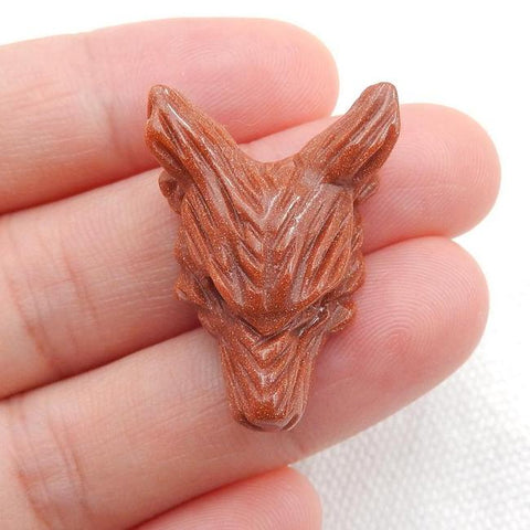 定制!天然宝石雕刻狼头吊坠,38x30x13mm