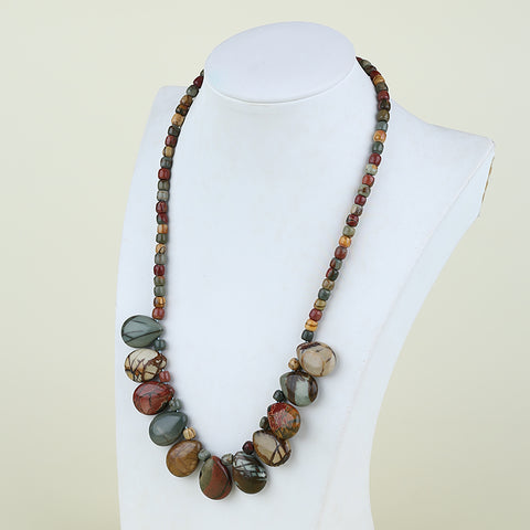 1 Strand Natural Multi-Color Picasso Jasper Beads for Necklace 20-28 inch, 55g
