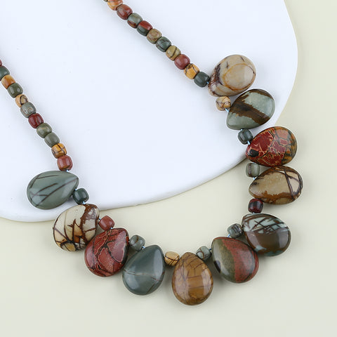 1 Strand Natural Multi-Color Picasso Jasper Beads for Necklace 20-28 inch, 55g