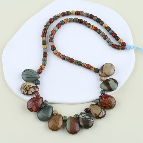 1 Strand Natural Multi-Color Picasso Jasper Beads for Necklace 20-28 inch, 55g