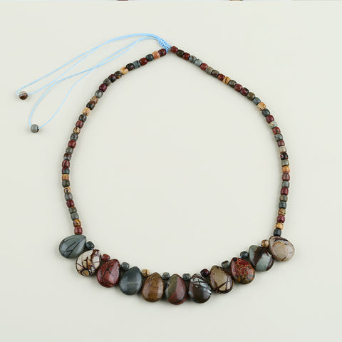 1 Strand Natural Multi-Color Picasso Jasper Beads for Necklace 20-28 inch, 55g