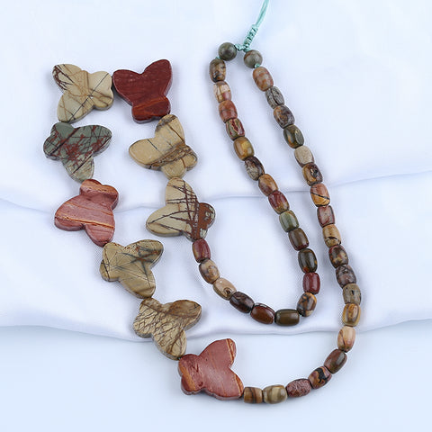 1 Strand Natural Multi-Color Picasso Jasper Beads for Necklace 22-32 inch 20-24 inch, 47.5g