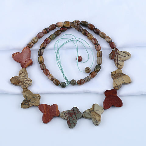 1 Strand Natural Multi-Color Picasso Jasper Beads for Necklace 22-32 inch 20-24 inch, 47.5g