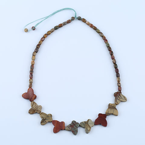 1 Strand Natural Multi-Color Picasso Jasper Beads for Necklace 22-32 inch 20-24 inch, 47.5g
