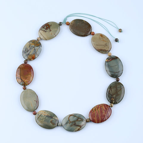 1 Strand Natural Multi-Color Picasso Jasper Beads for Necklace 20-28 inch, 185g