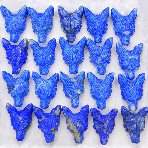 定制!天然宝石雕刻狼头吊坠,38x30x13mm