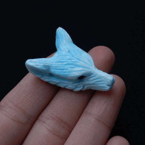 定制!天然宝石雕刻狼头吊坠,38x30x13mm