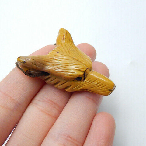 定制!天然宝石雕刻狼头吊坠,38x30x13mm