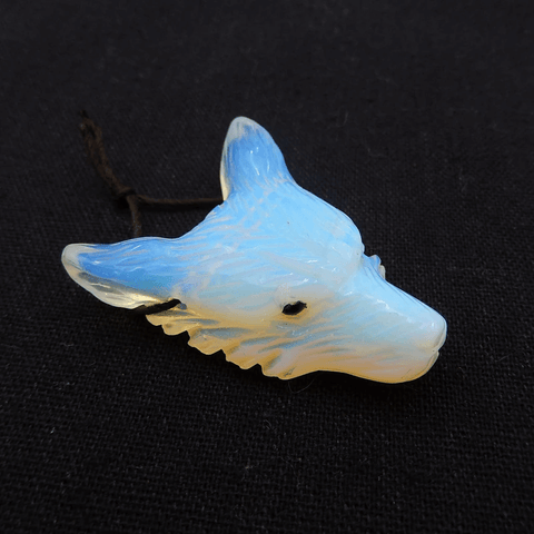 定制!天然宝石雕刻狼头吊坠,38x30x13mm