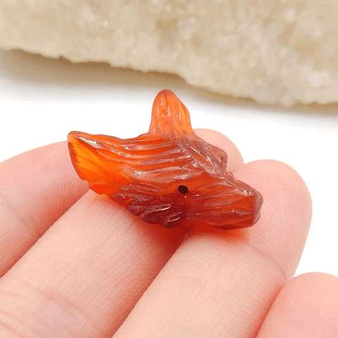 定制!天然宝石雕刻狼头吊坠,38x30x13mm