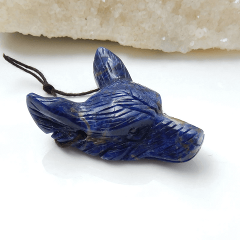 定制!天然宝石雕刻狼头吊坠,38x30x13mm