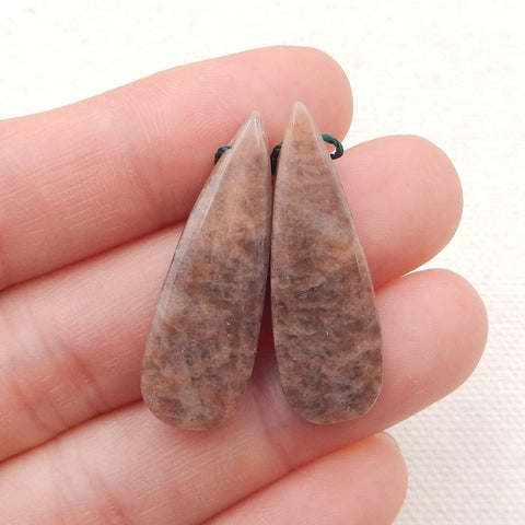 Paire de Boucles d'Oreilles en Forme de Larme avec Pierre de Soleil Naturelle, 31x11x4mm, 4.5g