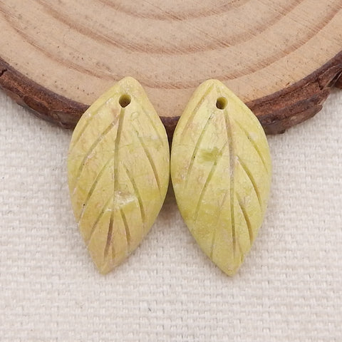 手工雕刻叶蛇形耳环一对,23x12x5mm,3.0g