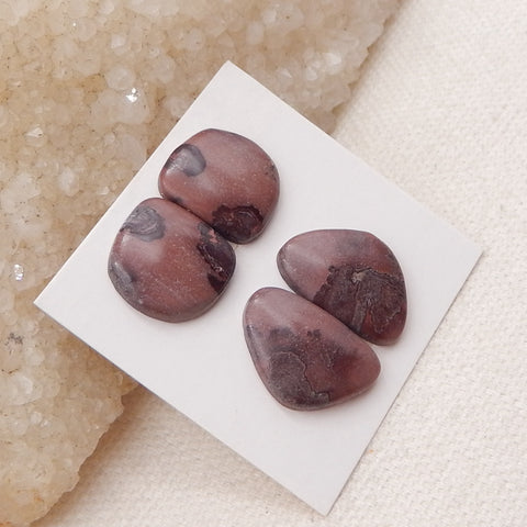 2 Pairs Natural Chohua Jasper Cabochons 17x12x3mm, 13x13x3mm, 4.4g
