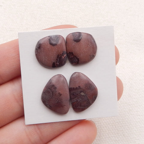 2 Pairs Natural Chohua Jasper Cabochons 17x12x3mm, 13x13x3mm, 4.4g