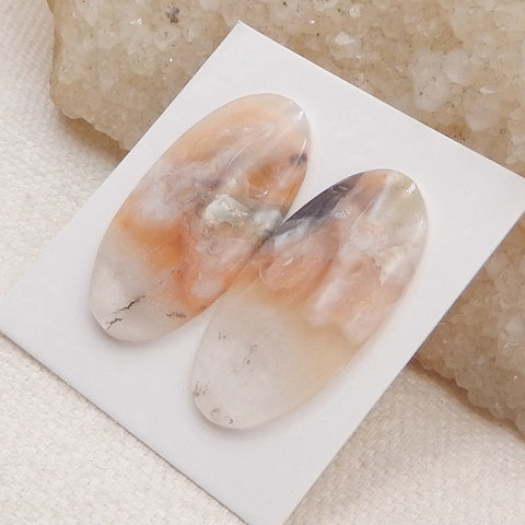 Natural Mushroom Jasper Cabochons Paired 29x15x4mm, 4.6g