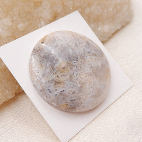 Natural Bamboo Agate Cabochon 32x7mm, 10.2g