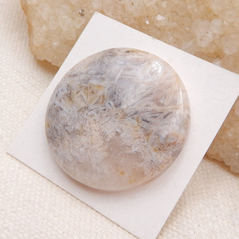 Natural Bamboo Agate Cabochon 32x7mm, 10.2g