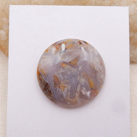 Natural Bamboo Agate Cabochon 31x6mm, 8.8g