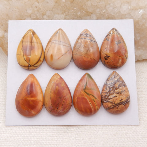 8 PCS Natural Red Creek Jasper Cabochons 21x14x4mm, 14.2g