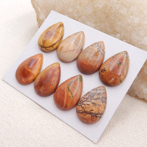 8 PCS Natural Red Creek Jasper Cabochons 21x14x4mm, 14.2g