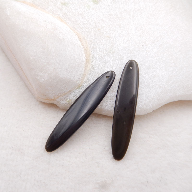 Natural Obsidian Earring Beads 44X9X3mm, 1.8g