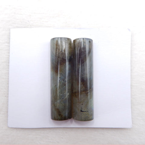 Natural Labradorite Cabochons Paired 41x11x8mm, 18.4g