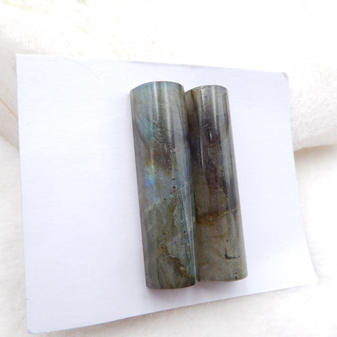 Natural Labradorite Cabochons Paired 41x11x8mm, 18.4g
