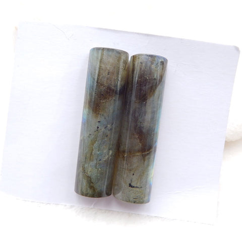 Natural Labradorite Cabochons Paired 41x11x8mm, 18.4g