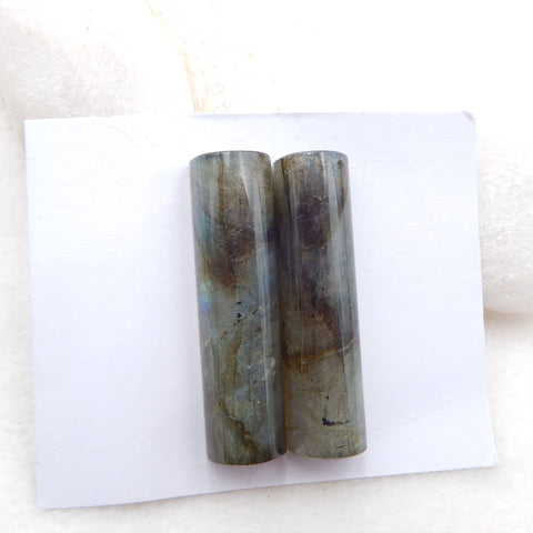 Natural Labradorite Cabochons Paired 41x11x8mm, 18.4g