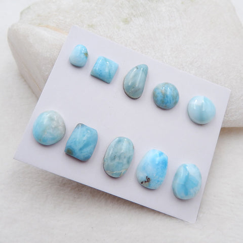 10 件 Freedom Larimar 凸圆形,13x9x5mm,8x6x4mm,8.25g