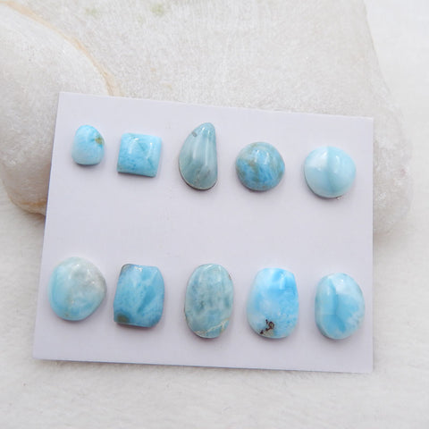 10 件 Freedom Larimar 凸圆形,13x9x5mm,8x6x4mm,8.25g
