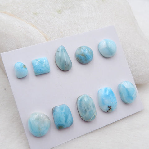 10 件 Freedom Larimar 凸圆形,13x9x5mm,8x6x4mm,8.25g