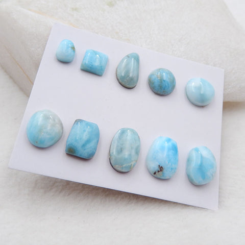 10 件 Freedom Larimar 凸圆形,13x9x5mm,8x6x4mm,8.25g