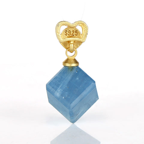 Perles pendentif carré bleu aigue-marine en argent 925 naturel, 8,5 mm, 2,3 g