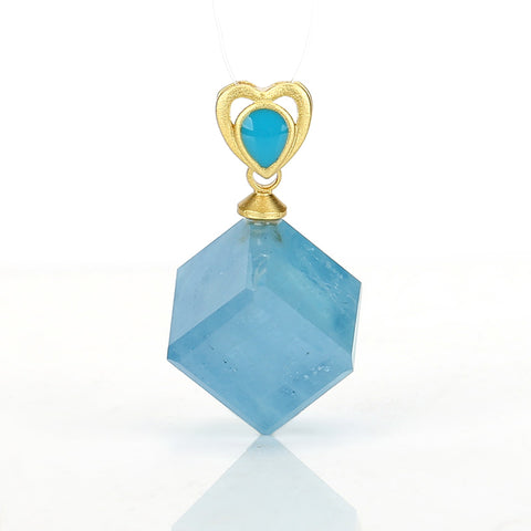 Perles pendentif carré bleu aigue-marine en argent 925 naturel, 11 mm, 3,9 g