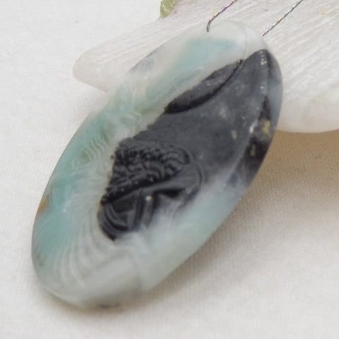 天然亚马逊石宝石耳环一对,24x29x3mm 9.5g