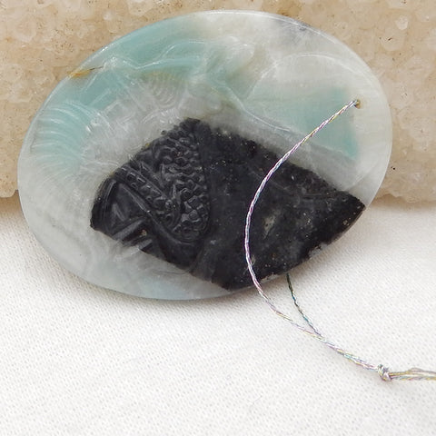 天然亚马逊石宝石耳环一对,24x29x3mm 9.5g