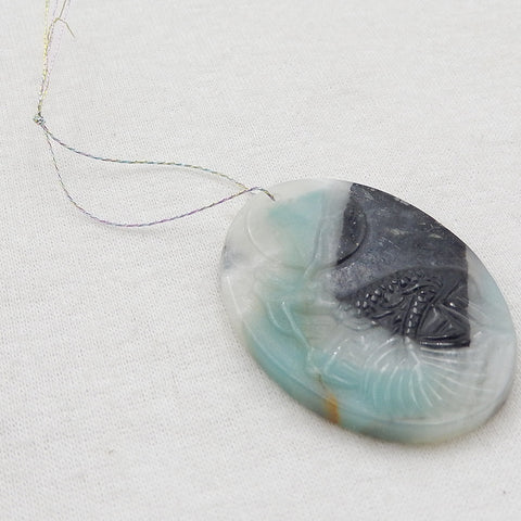天然亚马逊石宝石耳环一对,24x29x3mm 9.5g