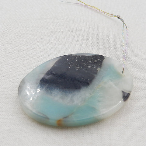 天然亚马逊石宝石耳环一对,24x29x3mm 9.5g