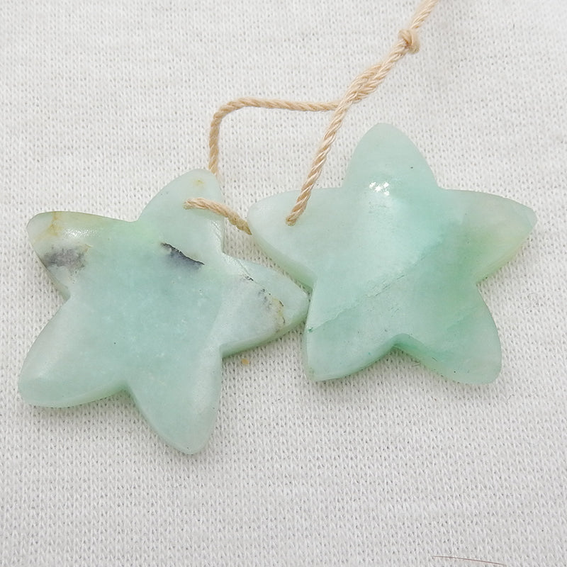 Natural Chrysocolla Carved star Earring Beads 24x24x4,6. 4g