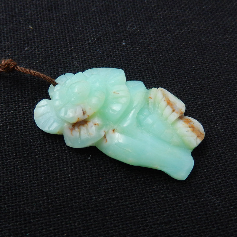 Chrysoprase Hand Carved flower&butterfly Pendant, 35x20x8mm, 5g - MyGemGarden