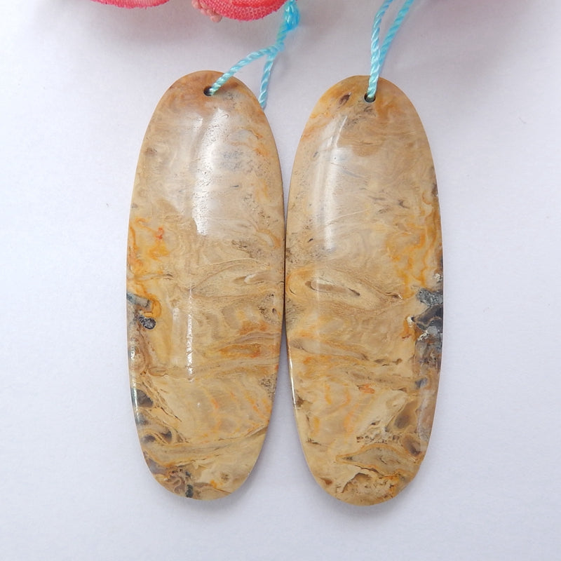 Natural spot stone Oval Earrings Pair, stone for Earrings making, 46x17x6mm, 15.38g - MyGemGarden