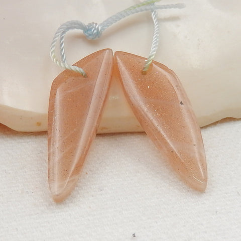 Sunstone Earrings Stone Pair, stone for earrings making, 30x10x4mm, 3.8g - MyGemGarden