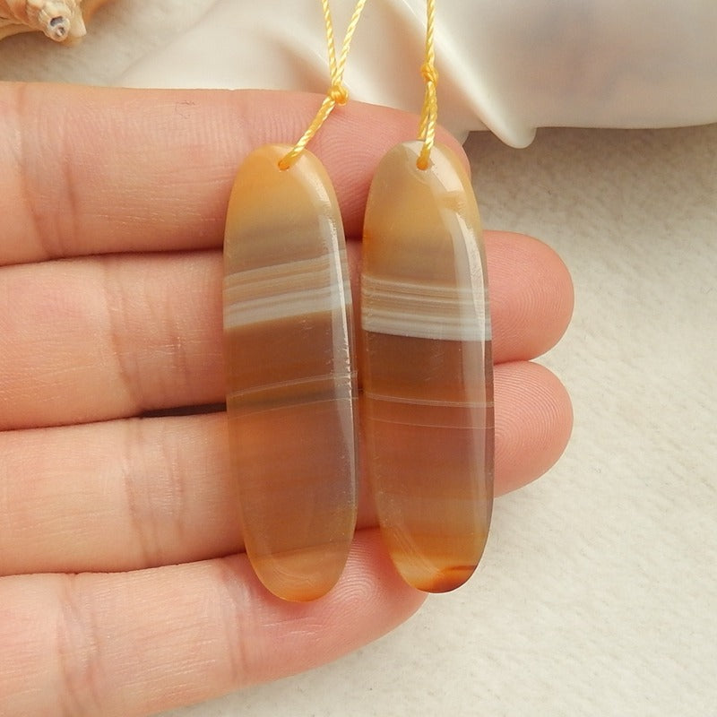 Natural Agate Drilled Earrings Pair 42x12x5mm,8.8g - MyGemGarden