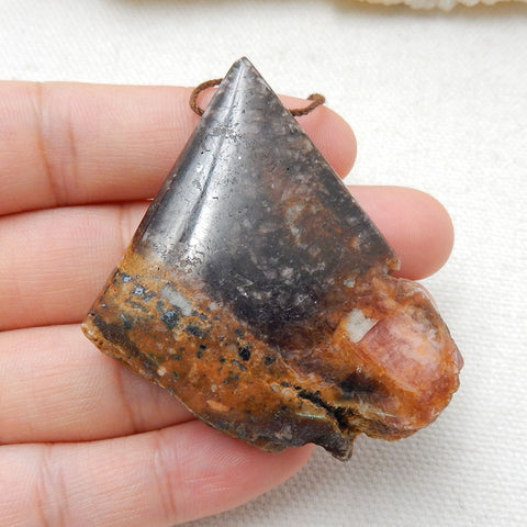 Natural Stone Argentina Rhodochrosite Drilled Gemstone Pendant Bead, 52x37x10mm, 34.9g - MyGemGarden