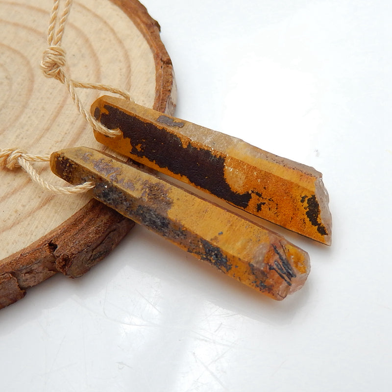 Drusy Earrings,Crystal, Selling 2 Pcs Quartz Gemstone Earrings Pair , 35x9x7mm,5.4g - MyGemGarden