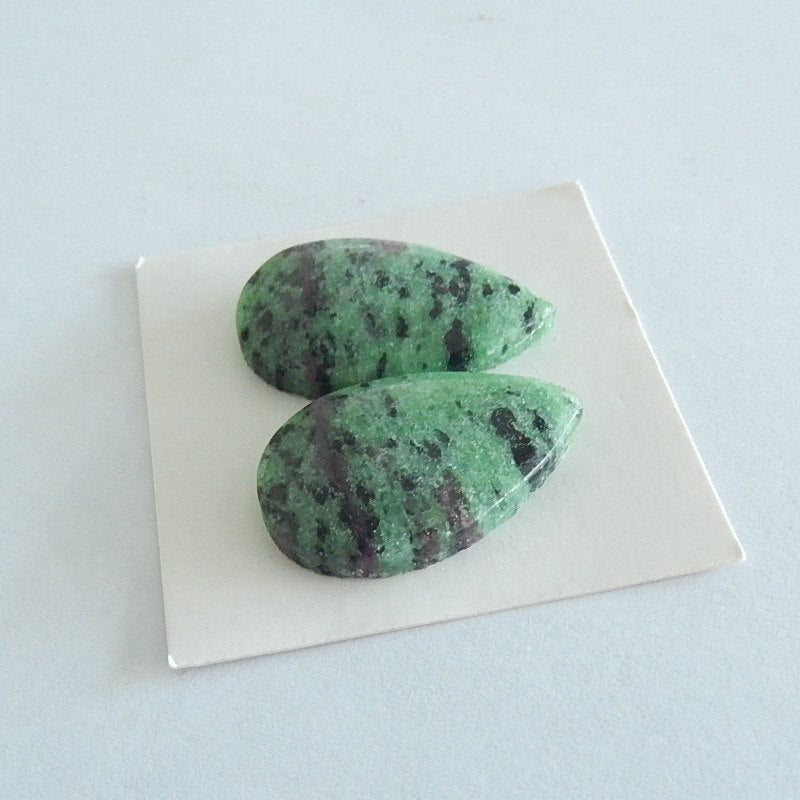 Natural Colorful Ruby and Zoisite cabochon pair For Women 25x15x5mm 7.44g - MyGemGarden