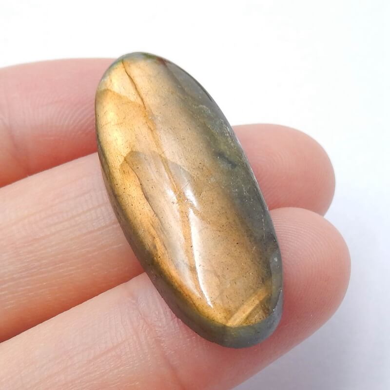 Natural Labradorite Oval Gemstone Cabochon, 34x14x6mm, 5.7g - MyGemGarden