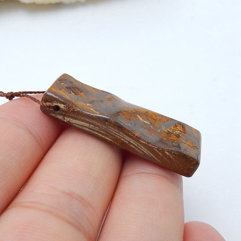 Natural Boulder opal Drilled Gemstone Pendant Bead, 34x12x6mm, 6.2g - MyGemGarden